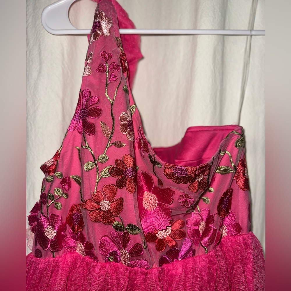 Entro Pink Ruffle Flower Tulle Midi Dress - Picture 13 of 16
